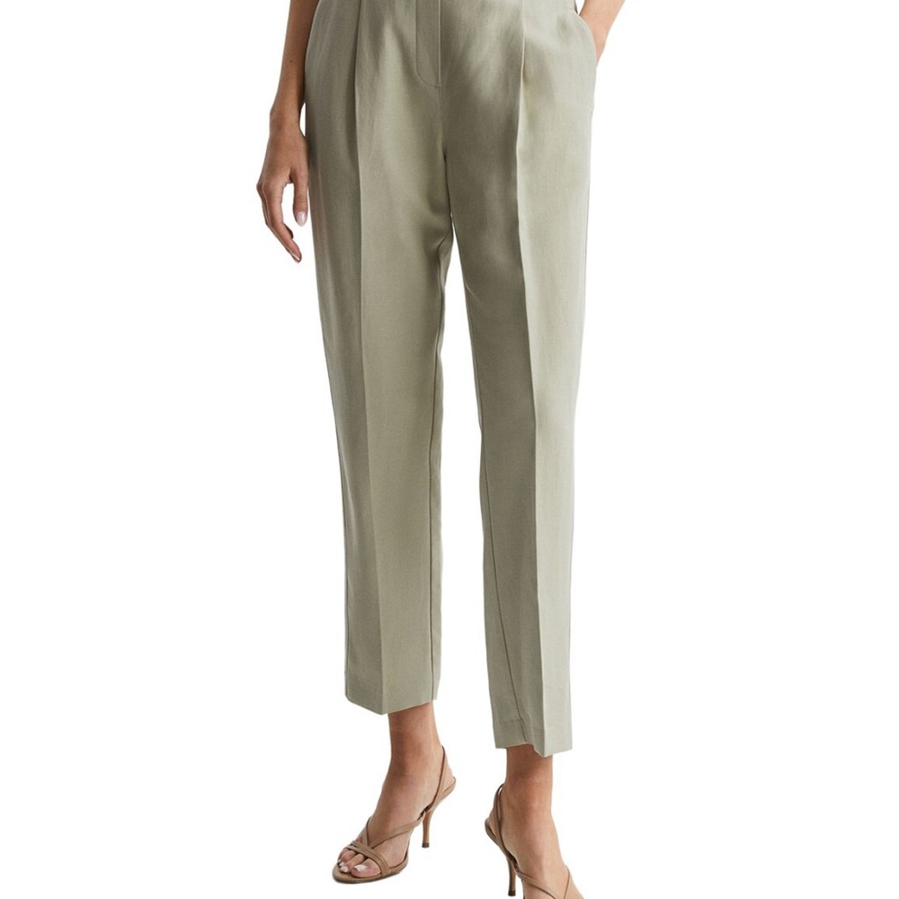 Reiss Shae Khaki Cropped Tapered Pants